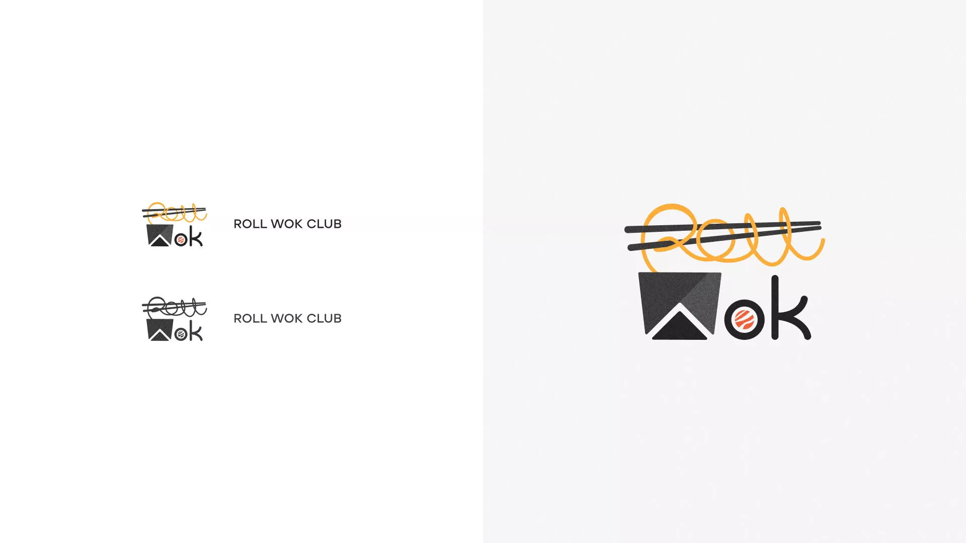 Разработка логотипа суши-бара «Roll Wok Club» в Кашире